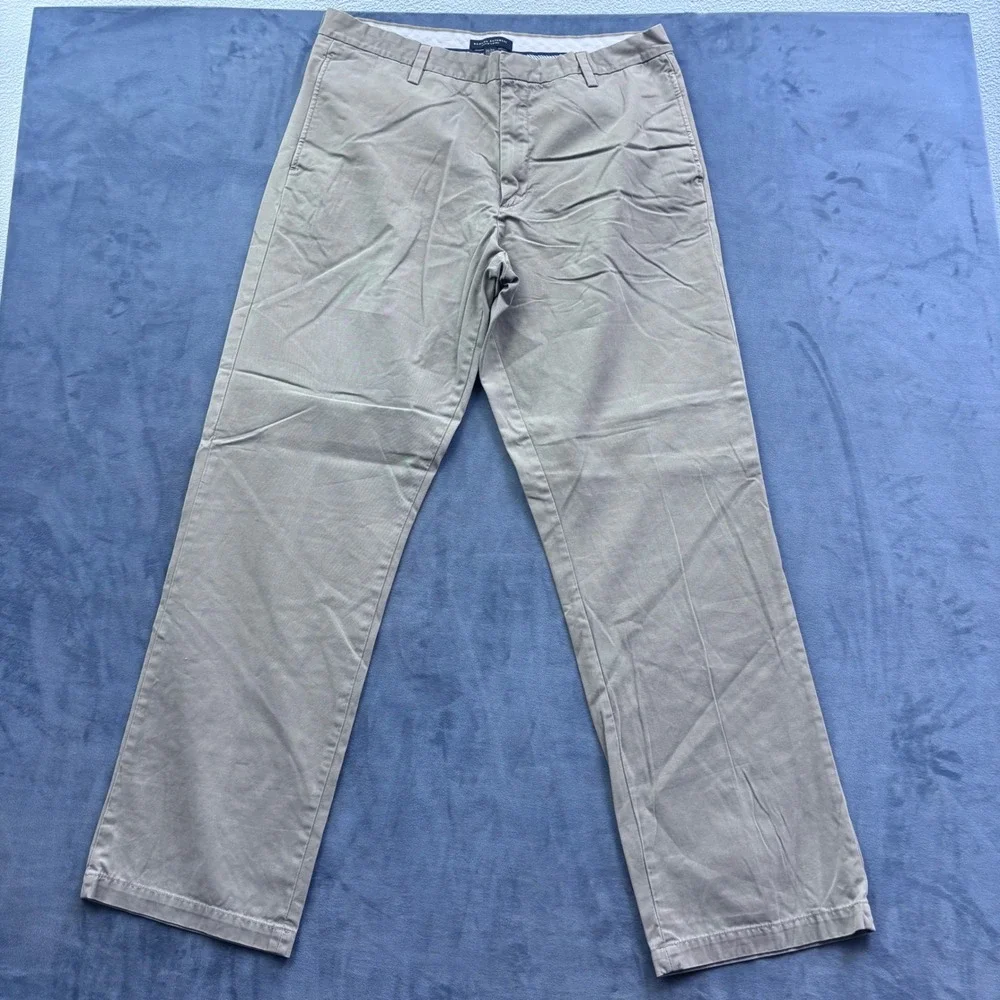 Banana Republic Gavin Chino Khaki Tan Straight Leg Pants Mens 36x34 Cotton Twill